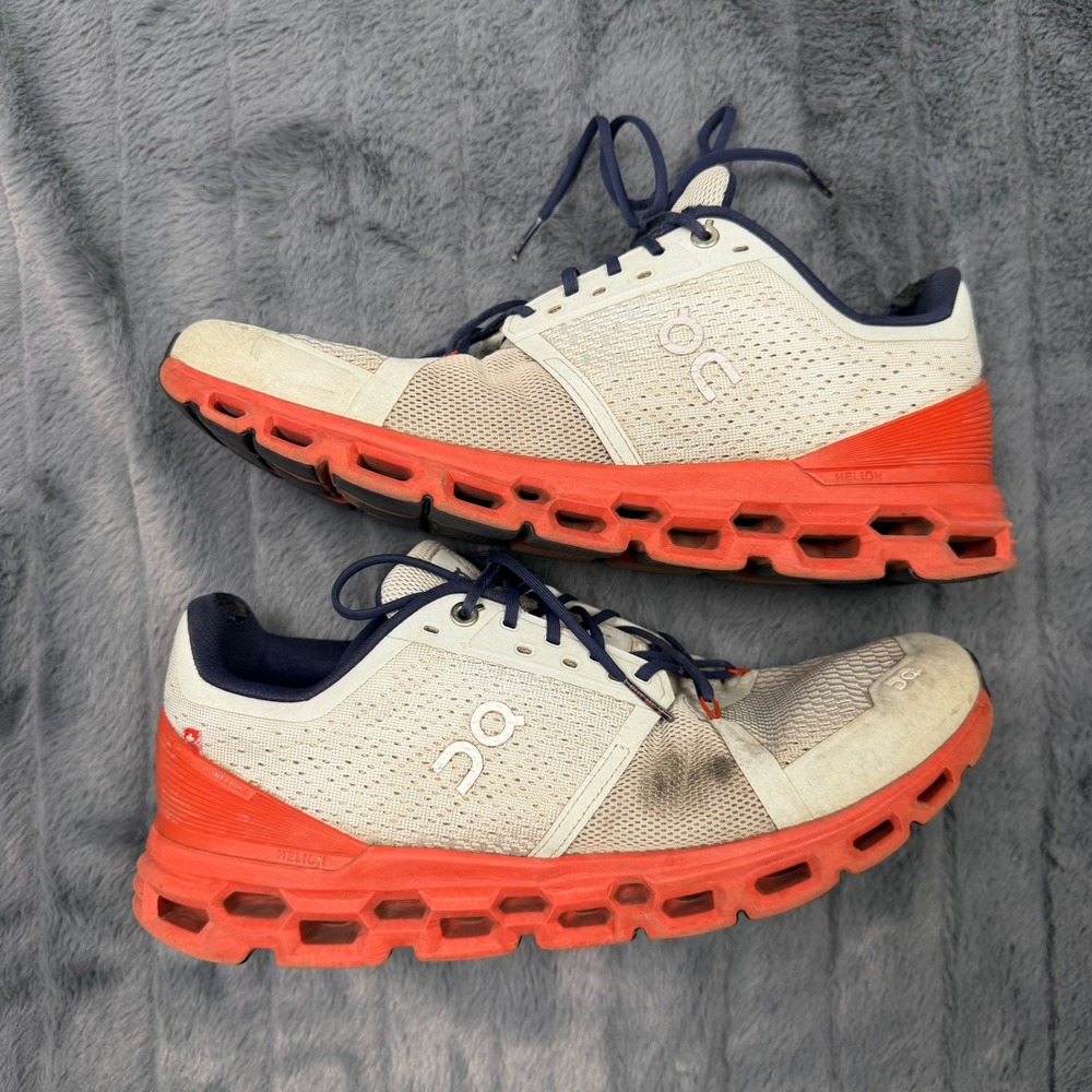 On Cloudstratus Men 11 Running Shoes White Orange Helion CloudTec Sneaker
